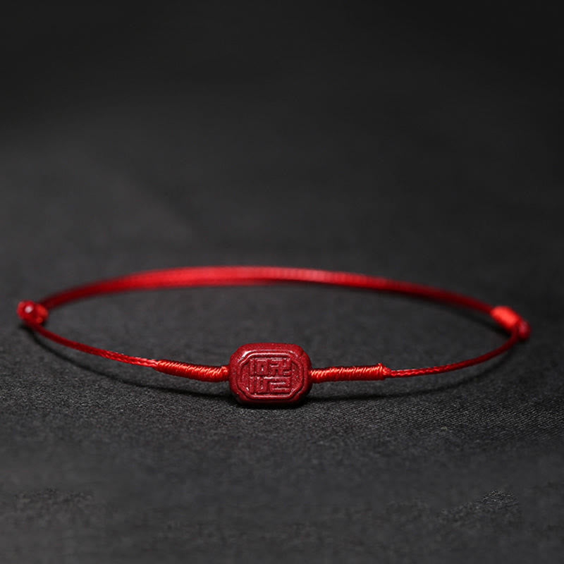 Buddha Stones Handmade Plum Blossom Four Leaf Clover PiXiu Lotus Koi Fish Cinnabar Blessing Braid Bracelet