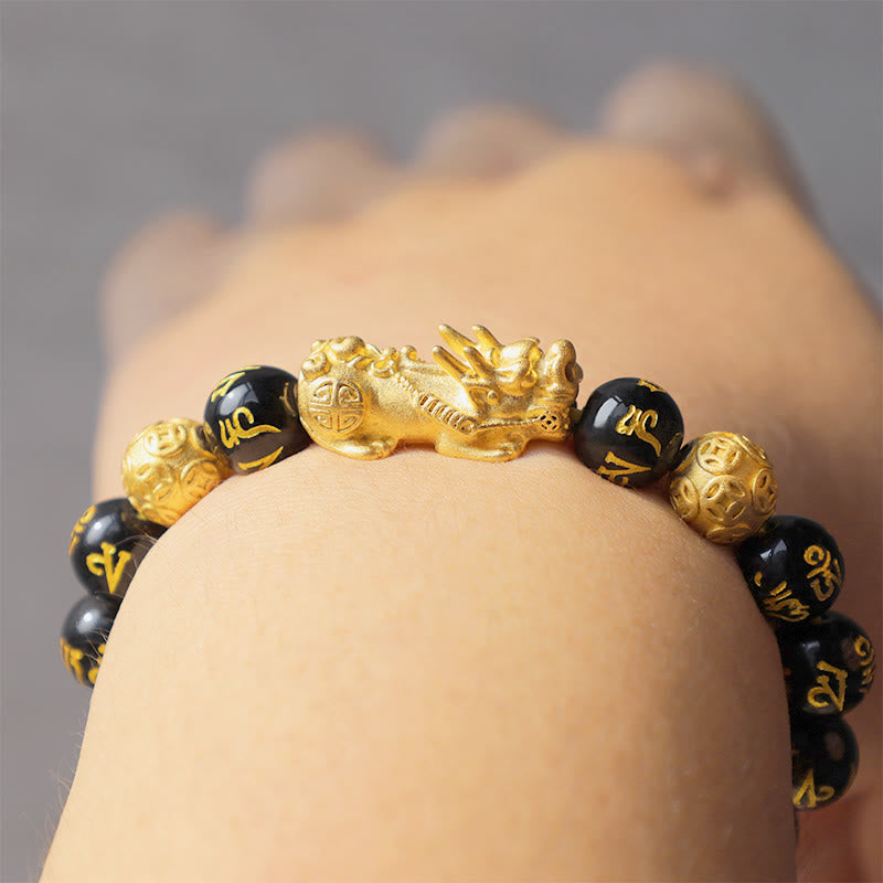 Buddha Stones "Blessings of Protection to Attract Wealth" PiXiu Bracelet Includes Gift Message Card