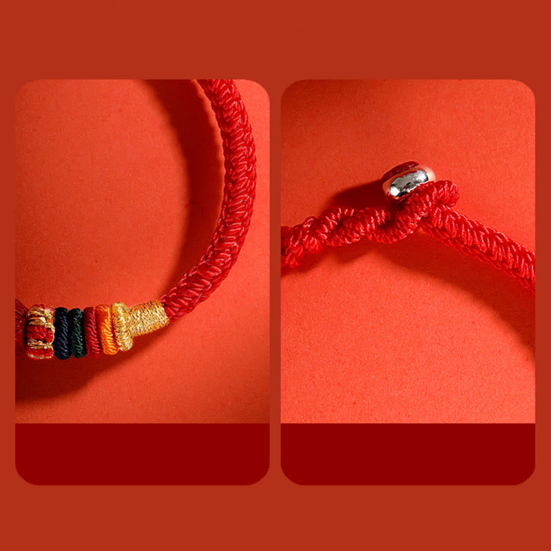 Buddha Stones Year of the Dragon 925 Sterling Silver Chinese Zodiac Cinnabar Auspicious Matches Blessing Bracelet (Extra 30% Off | USE CODE: FS30)