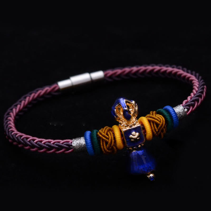 Buddha Stones Tibetan Handmade Dorje Vajra Strength Eight Threads String Bracelet