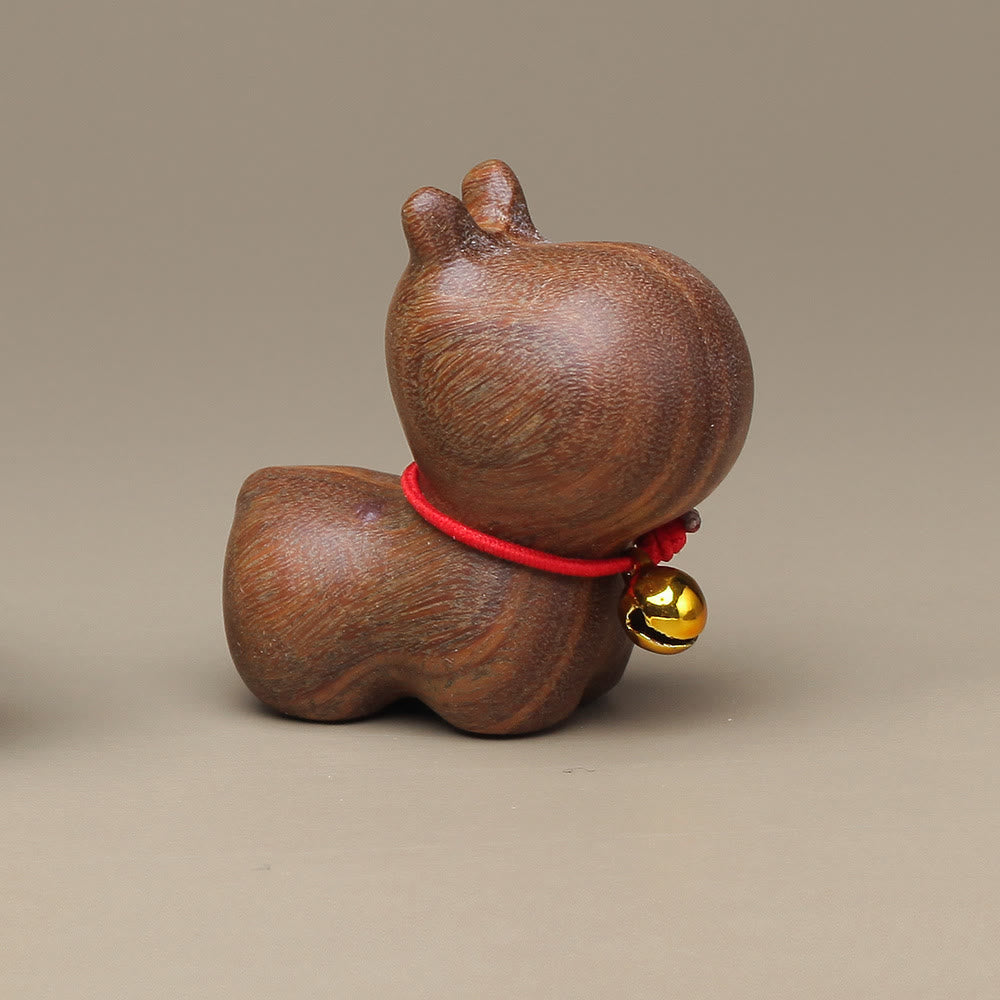 Buddha Stones Green Sandalwood Small Leaf Red Sandalwood Cute Cat Animals Soothing Peace Decoration