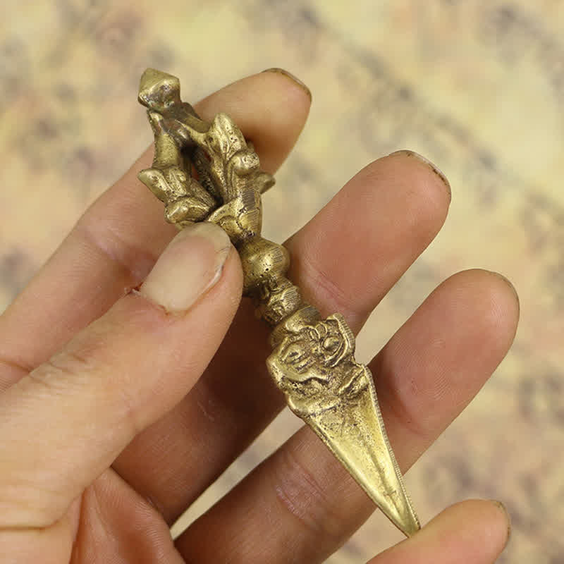 Buddha Stones Tibetan Five Strands Vajra Dorje Enlightenment Copper Decoration