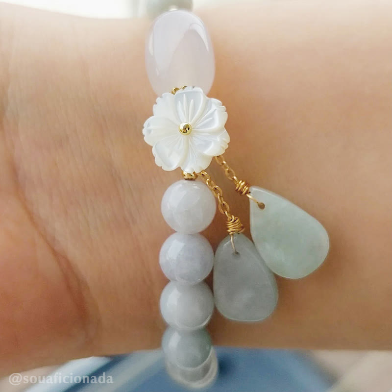 Buddha Stones "Hoping for Purity and Peace"Natural White Jade Bracelet Includes Gift Message Card