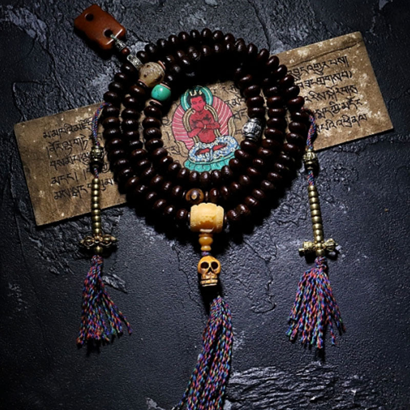 Buddha Stones Tibet 108 Mala Beads Purple Bodhi Seed Bagua Vajra Auspiciousness Bracelet