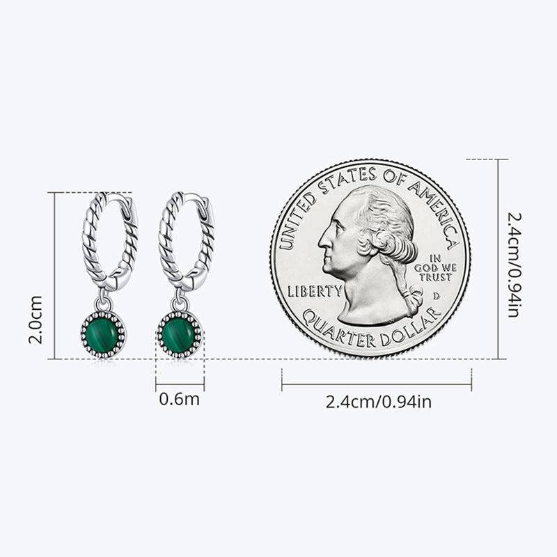 Buddha Stones 925 Sterling Silver Round Malachite Anti-Anxiety Drop Earrings