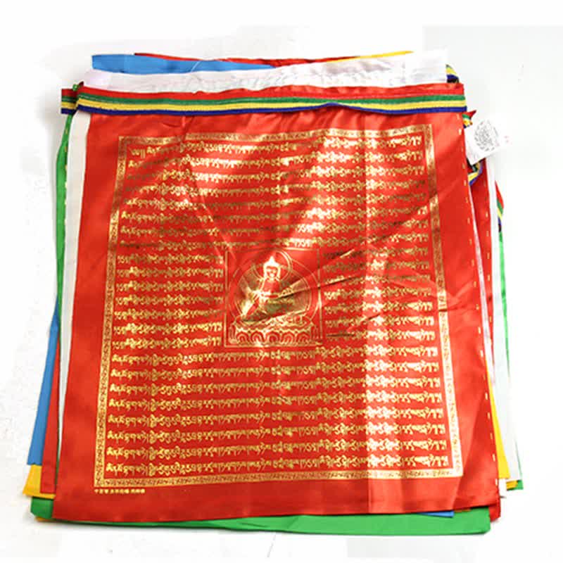 Buddha Stones Tibetan 5 Colors Windhorse Buddha Scriptures Auspicious Outdoor Prayer Flag