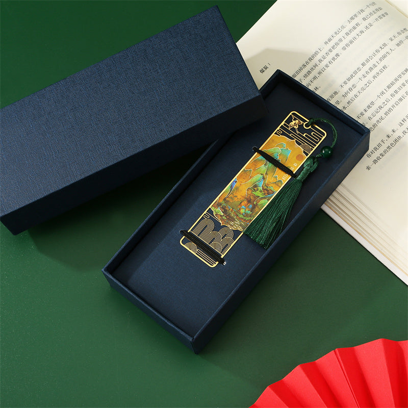 Buddha Stones A Panorama of Rivers and Mountains Metal Hollow Bookmarks Tassel With Gift Box (Extra 30% Off | USE CODE: FS30)