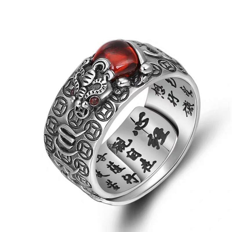 Buddha Stones Genstone PiXiu Feng Shui Frog Vajra Dorje Heart Sutra Wealth Adjustable Ring