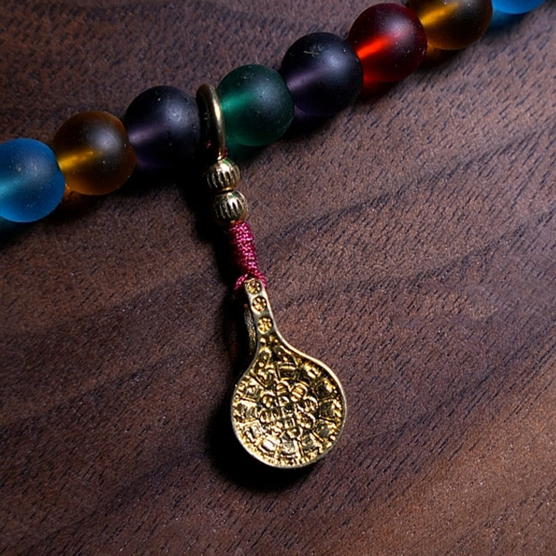 Buddha Stones Tibetan 108 Mala Beads Multicolored Liuli Glass Bead Chinese Zodiac Nine Palaces Eight Diagrams Charm Bracelet
