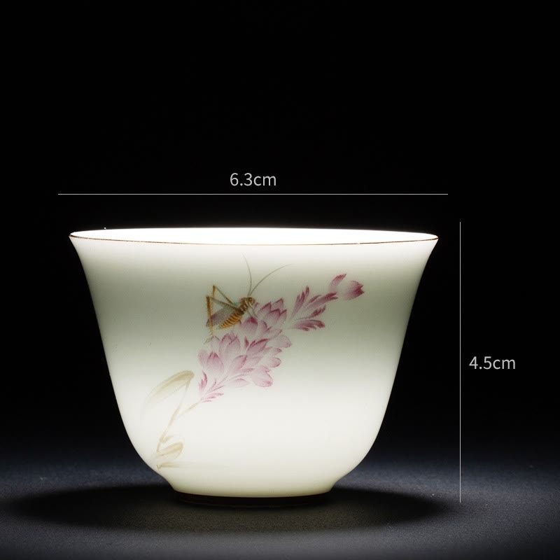 Buddha Stones Colorful Flowers Orchid Sea Waves Blue and White Porcelain Ceramic Teacup Kung Fu Tea Cup