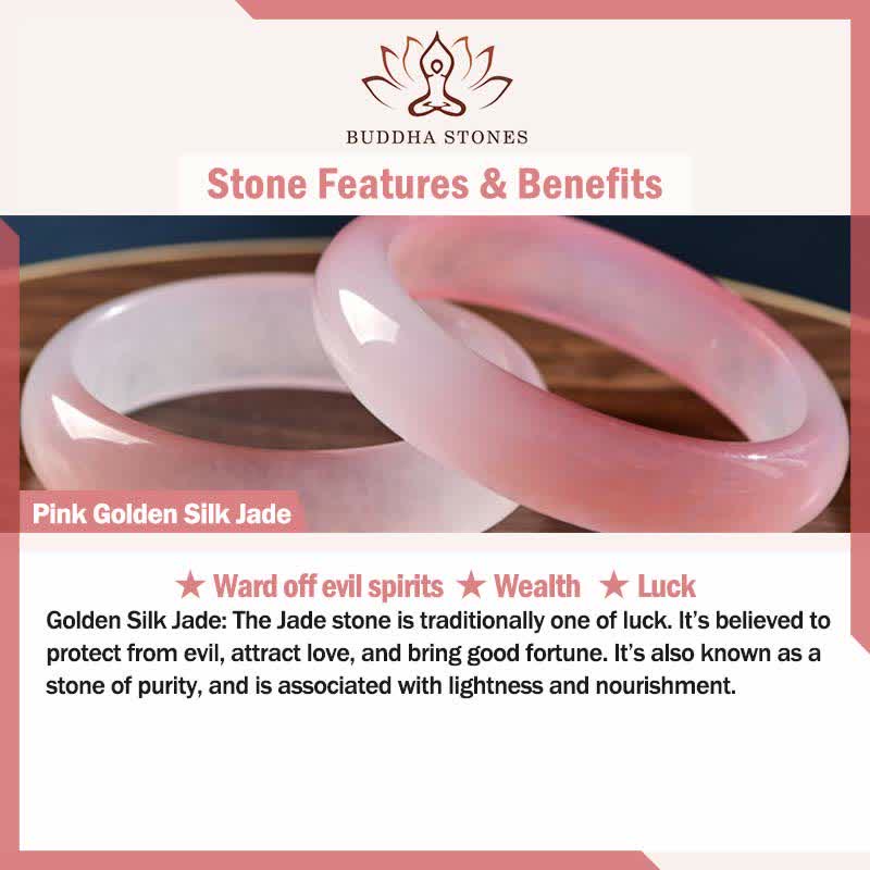Buddha StonesPink Golden Silk Jade Lotus Flower Wealth Necklace Pendant