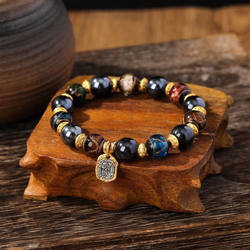 Buddha Stones Tibetan Zakiram Goddess of Wealth Liuli Glass Incense Ash Porcelain Bead Luck Bracelet (Extra 30% Off | USE CODE: FS30)