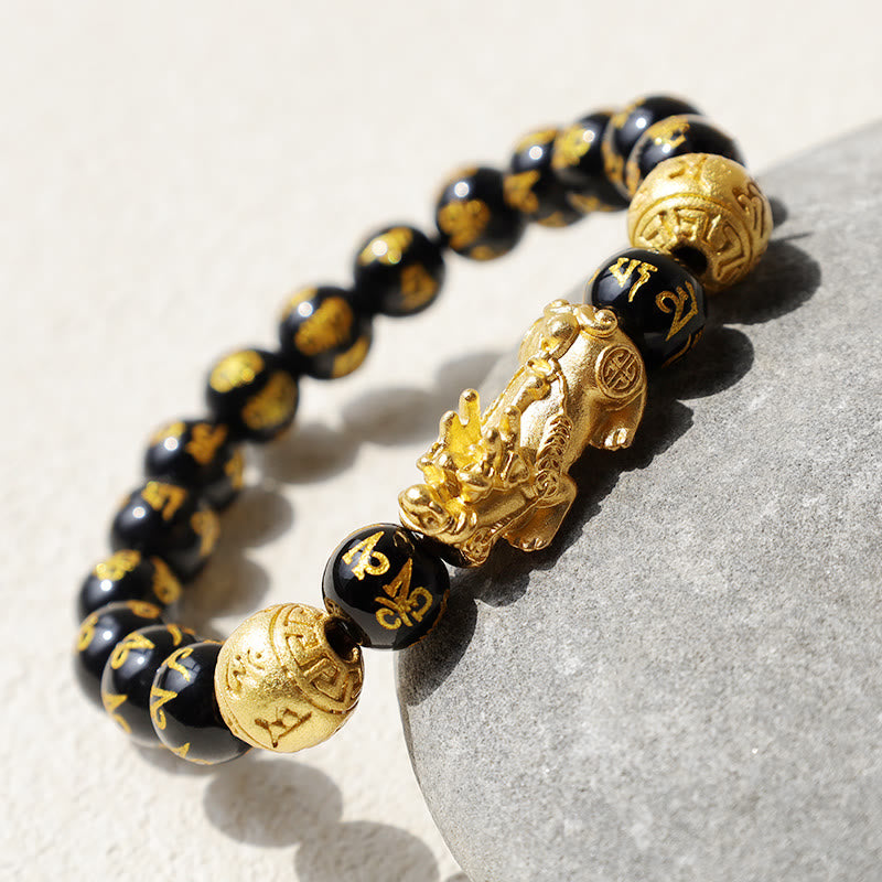 Buddha Stones "Blessings of Protection to Attract Wealth" PiXiu Bracelet Includes Gift Message Card
