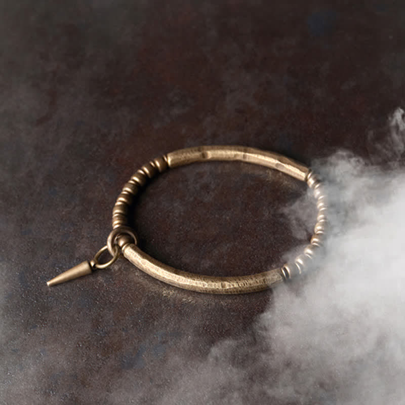 Buddha Stones Lava Rock Stone Copper Balance Cuff Bracelet Bangle