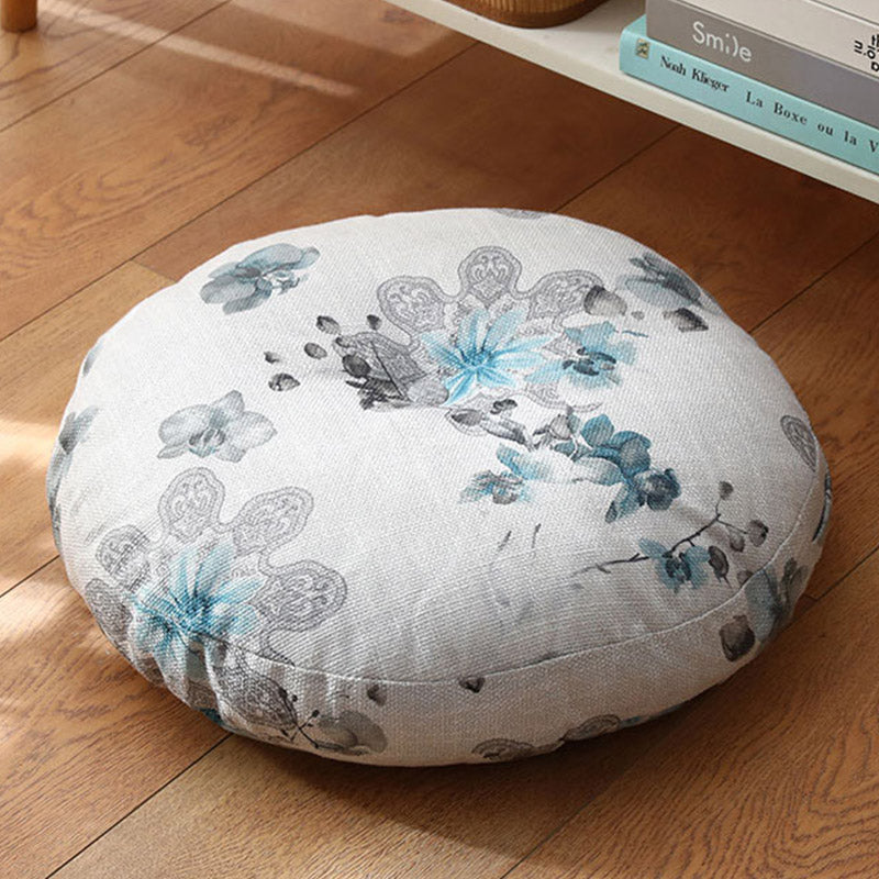 Buddha Stones Lotus Simple Pattern Linen Meditation Seat Cushion Home Living Room Decoration