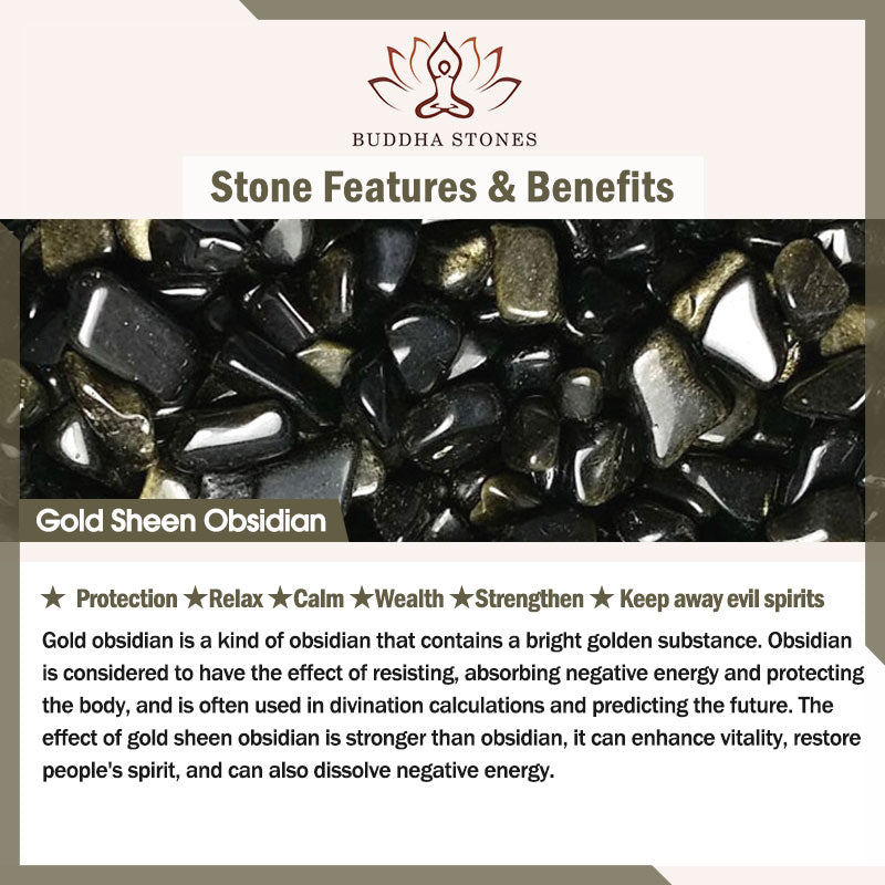 Buddha Stones Gold Sheen Obsidian PiXiu Wealth Rope Necklace Pendant