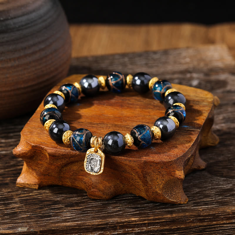 Buddha Stones Tibetan Zakiram Goddess of Wealth Liuli Glass Incense Ash Porcelain Bead Luck Bracelet (Extra 30% Off | USE CODE: FS30)