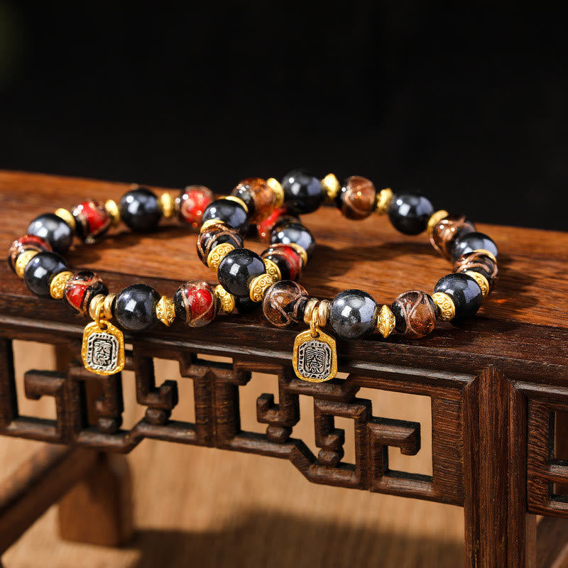 Buddha Stones Tibetan Zakiram Goddess of Wealth Liuli Glass Incense Ash Porcelain Bead Luck Bracelet (Extra 30% Off | USE CODE: FS30)
