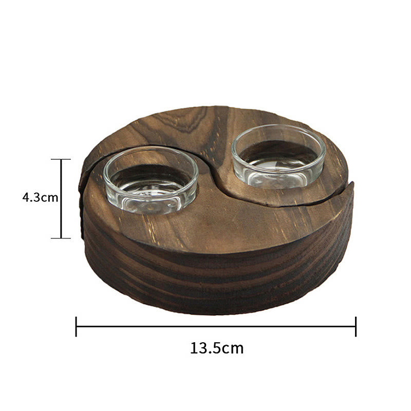 Buddha Stones Yin Yang Wood Candle Holder Meditation Rituals Use Items