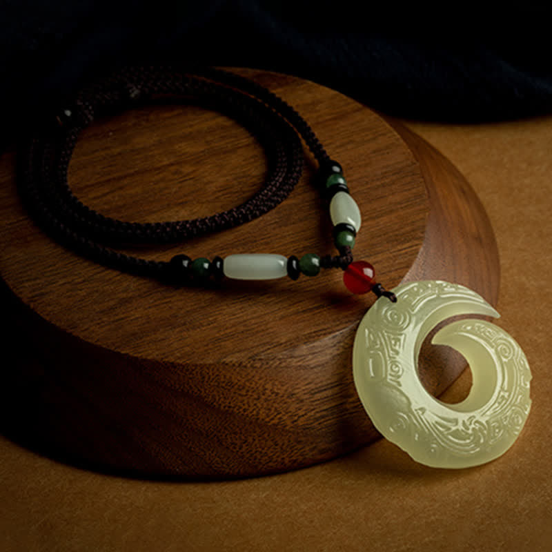 Buddha Stones Peace Buckle Jade Small Leaf Red Sandalwood Cinnabar Agate Luck Necklace Pendant