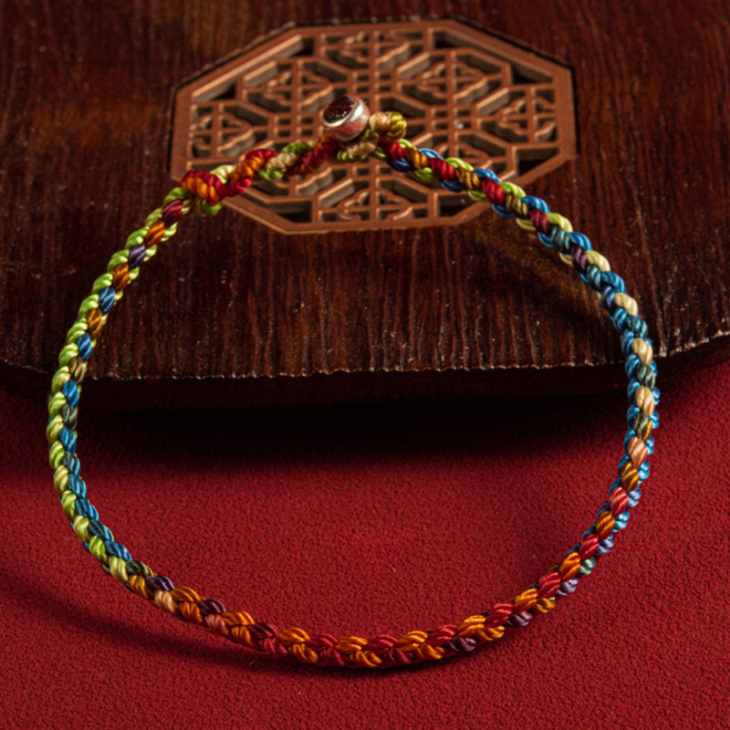 Buddha Stones "May you be blessed with peace and safety in all four seasons" Lucky Multicolored Bracelet