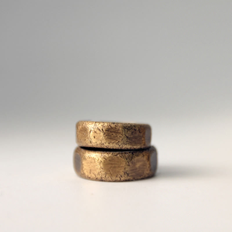 Buddha Stones Tibetan Simple Design Copper Brass Frosted Wealth Ring