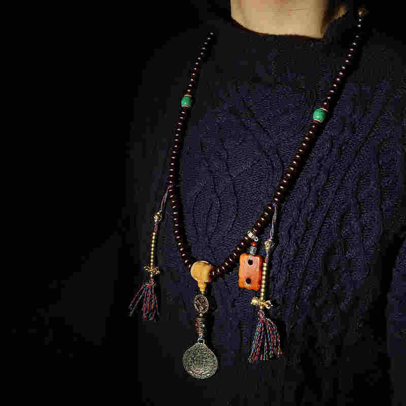 Buddha Stones Tibet 108 Mala Beads Purple Bodhi Seed Bagua Vajra Auspiciousness Bracelet
