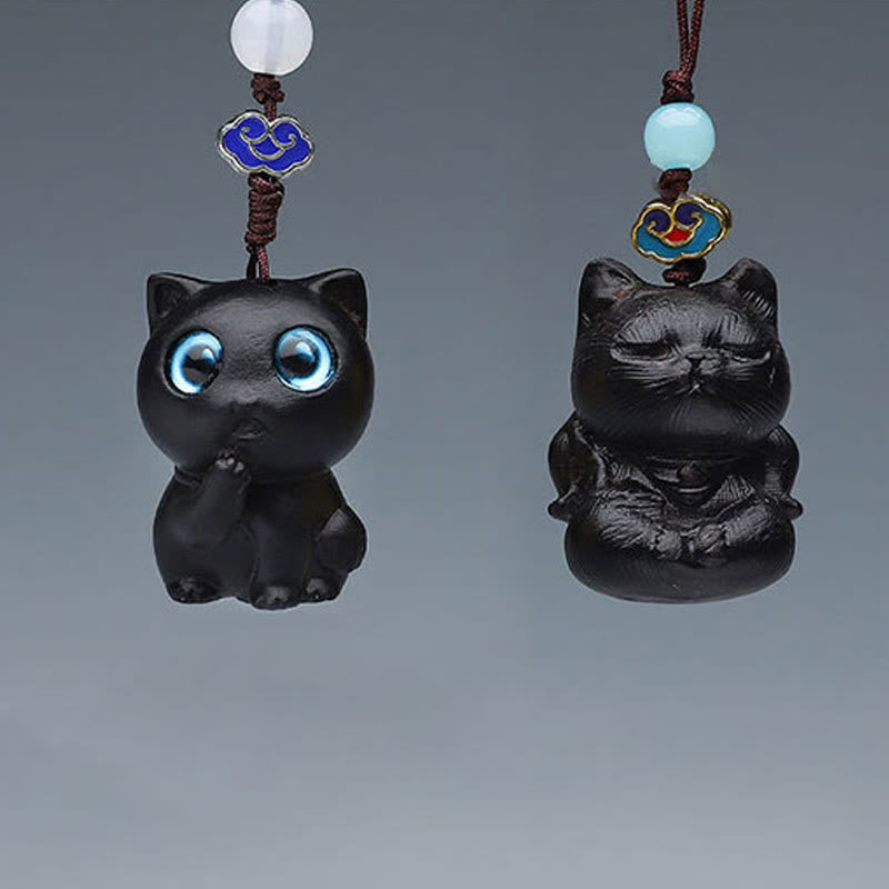 Buddha Stones Green Sandalwood Mini Cute Animal Rabbit Cat Deer Whale Prosperity Phone Hanging Decorations