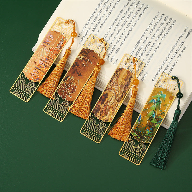 Buddha Stones A Panorama of Rivers and Mountains Metal Hollow Bookmarks Tassel With Gift Box (Extra 30% Off | USE CODE: FS30)