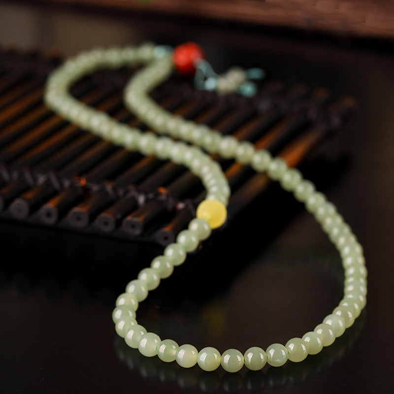Buddha Stones Jade Red Agate Amber Laughing Buddha Prosperity Bracelet