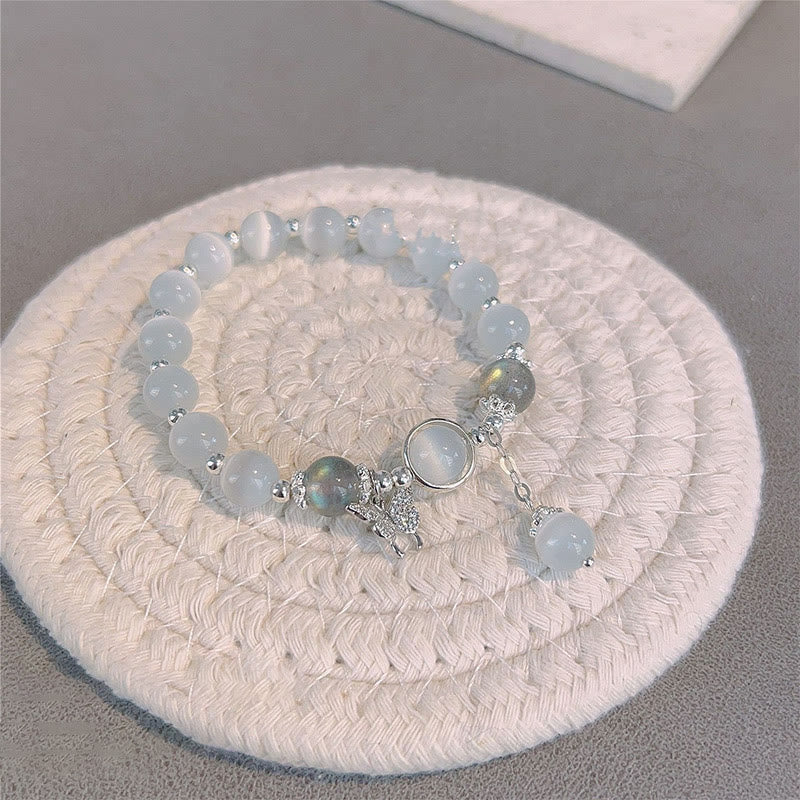 Buddha Stones "Sending Luck and Inner Peace" Cat's Eye Butterfly Bracelet Includes Gift Message Card