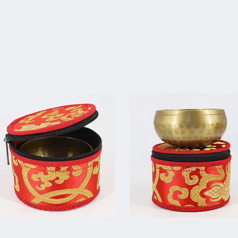 Buddha Stones Tibetan Singing Bowl Storage Bag with Zipper Closure Decoration