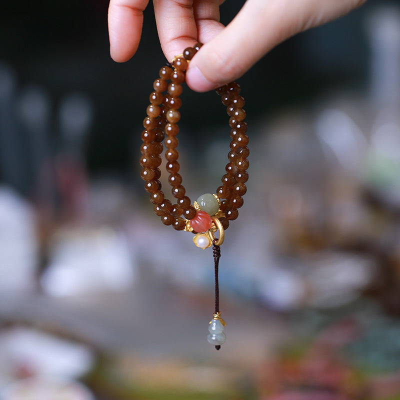 Buddha Stones Jade Butterfly Gourd Prosperity Luck Bracelet Necklace