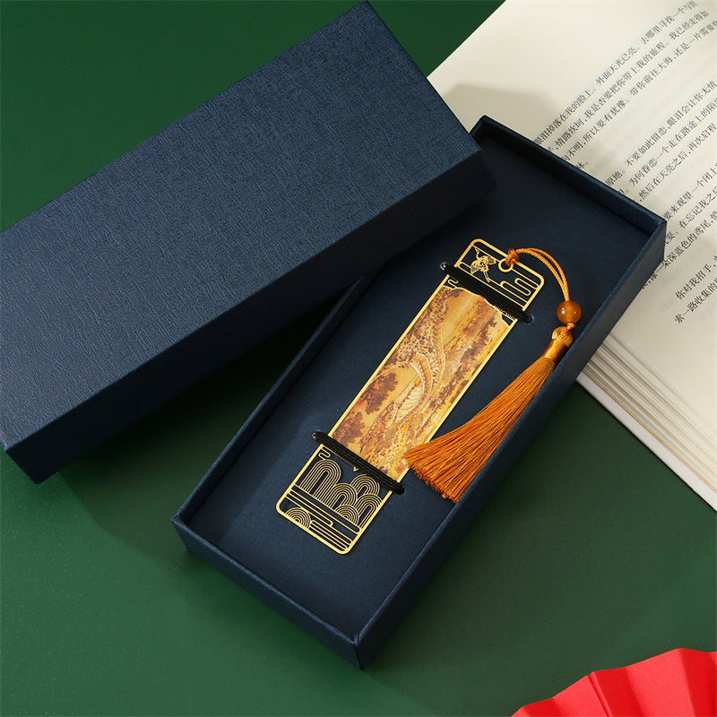 Buddha Stones A Panorama of Rivers and Mountains Metal Hollow Bookmarks Tassel With Gift Box (Extra 30% Off | USE CODE: FS30)
