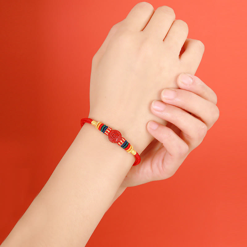 Buddha Stones Year of the Dragon 925 Sterling Silver Chinese Zodiac Cinnabar Auspicious Matches Blessing Bracelet (Extra 30% Off | USE CODE: FS30)
