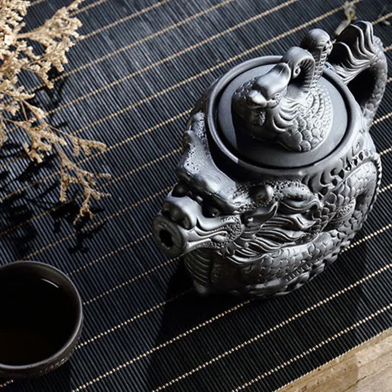 Buddha Stones Vintage Dragon Phoenix Ceramic Teapot