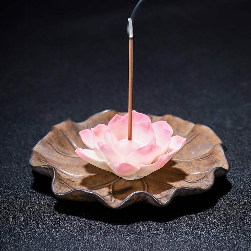 Buddha Stones Tibetan Lotus Blessing Incense Burner Decoration