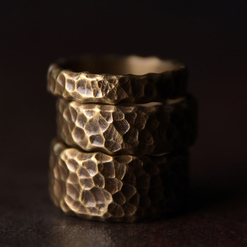 Buddha Stones Tibetan Bump Texture Design Copper Brass Luck Ring