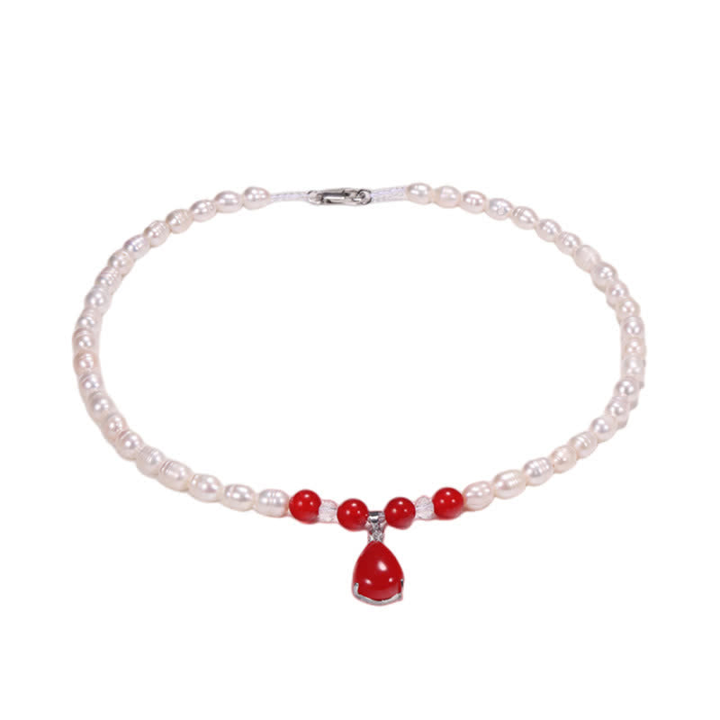 Buddha Stones Pearl Bead Waterdrop Calm Peace Necklace Pendant