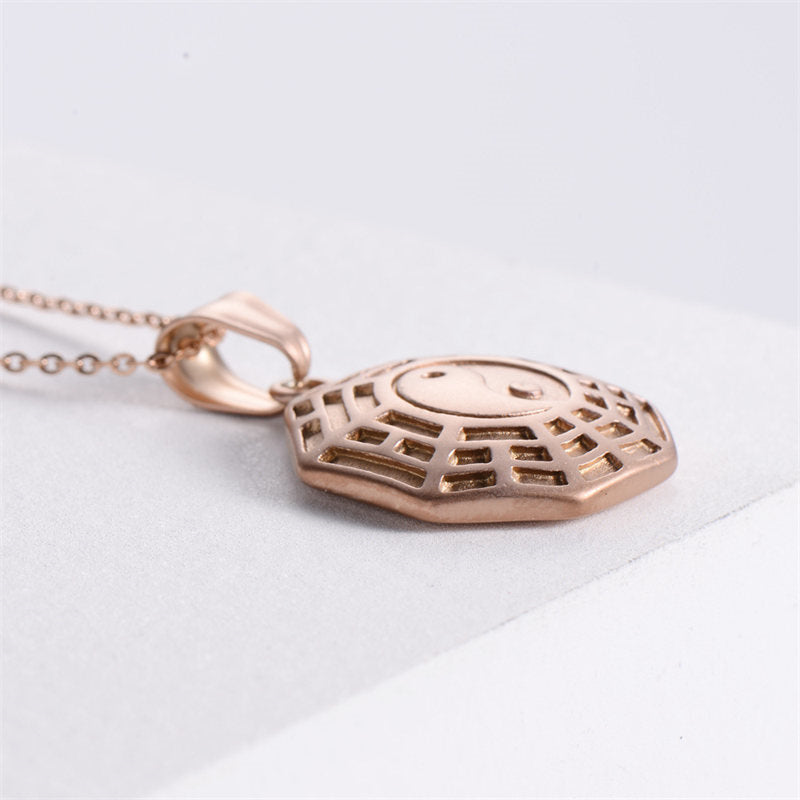 Buddha Stones Bagua Yin Yang Titanium Steel Balance Necklace Chain Pendant