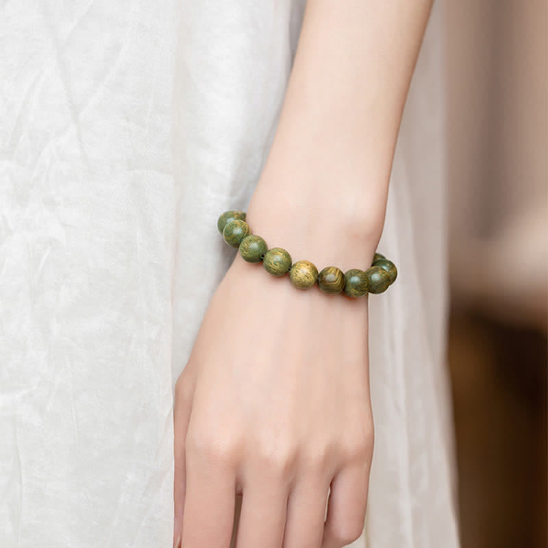 Buddha Stones Tibetan Green Sandalwood Soothing Cure Bracelet