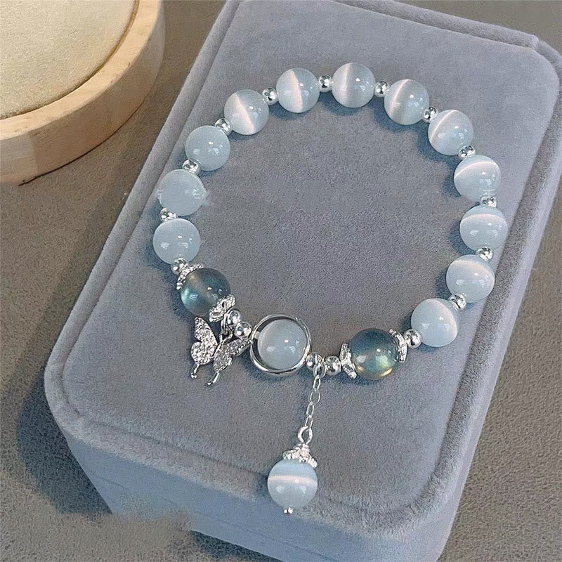 Buddha Stones "Sending Luck and Inner Peace" Cat's Eye Butterfly Bracelet Includes Gift Message Card