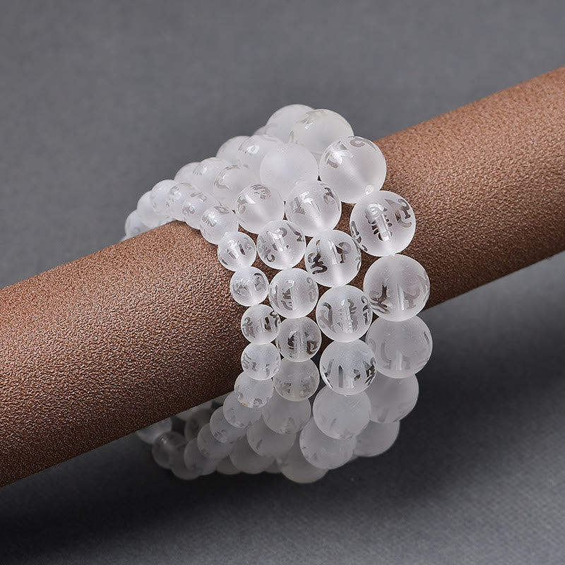 FREE Today: Open The Mind Tibet White Crystal Black Onyx Om Mani Padme Hum Meditation Bracelet