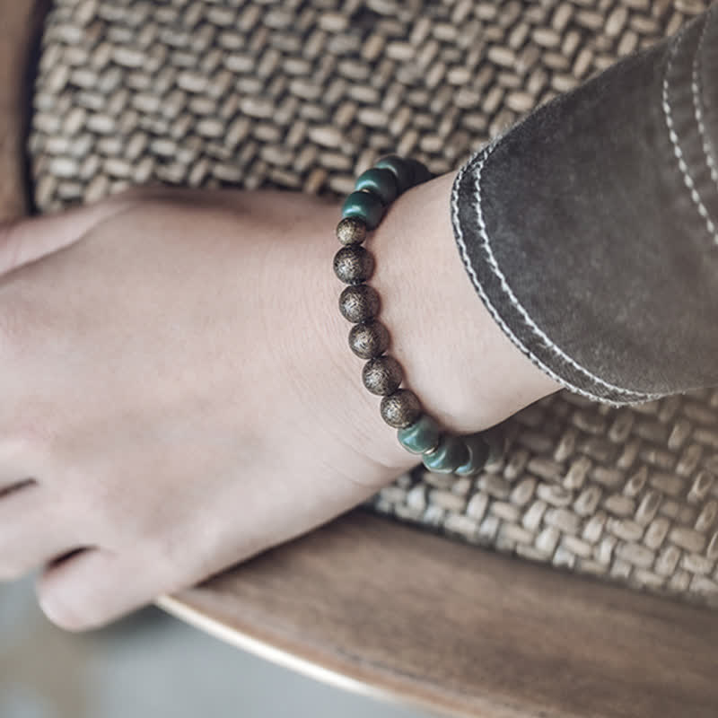 Buddha Stones Tibetan Cyan Bodhi Seed Copper Success Bracelet