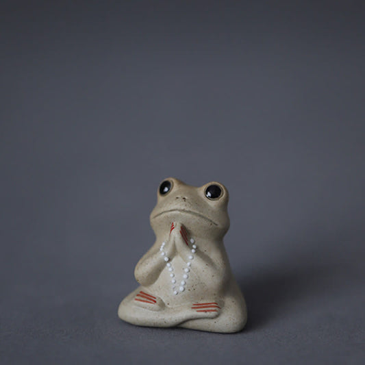 Buddha Stones Meditating Ceramic Small Frog Statue Decoration