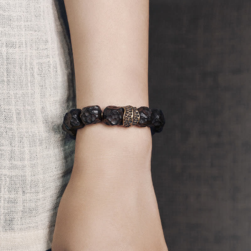 Buddha Stones Ebony Wood Copper Peace Balance Couple Bracelet