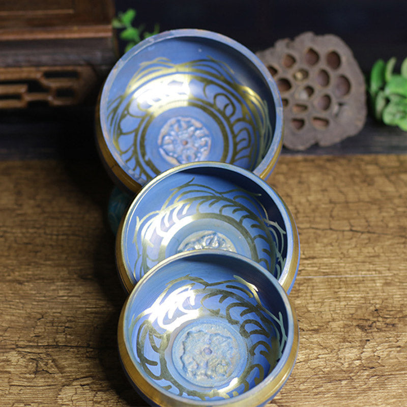 Buddha Stones Tibetan Sound Bowl Handcrafted for Relaxation Meditation Prayer Singing Bowl Set