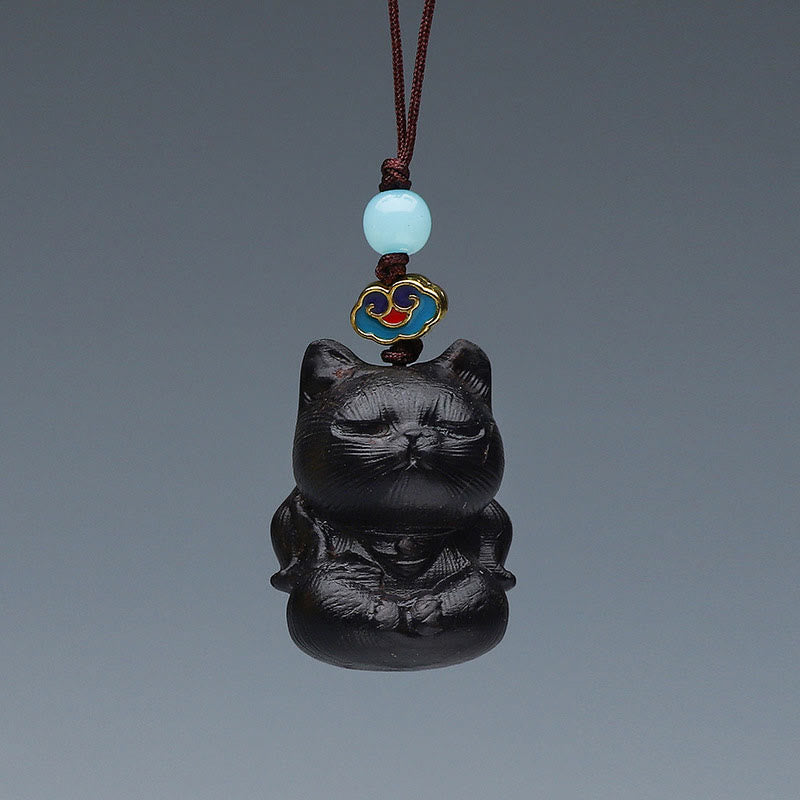 Buddha Stones Green Sandalwood Mini Cute Animal Rabbit Cat Deer Whale Prosperity Phone Hanging Decorations