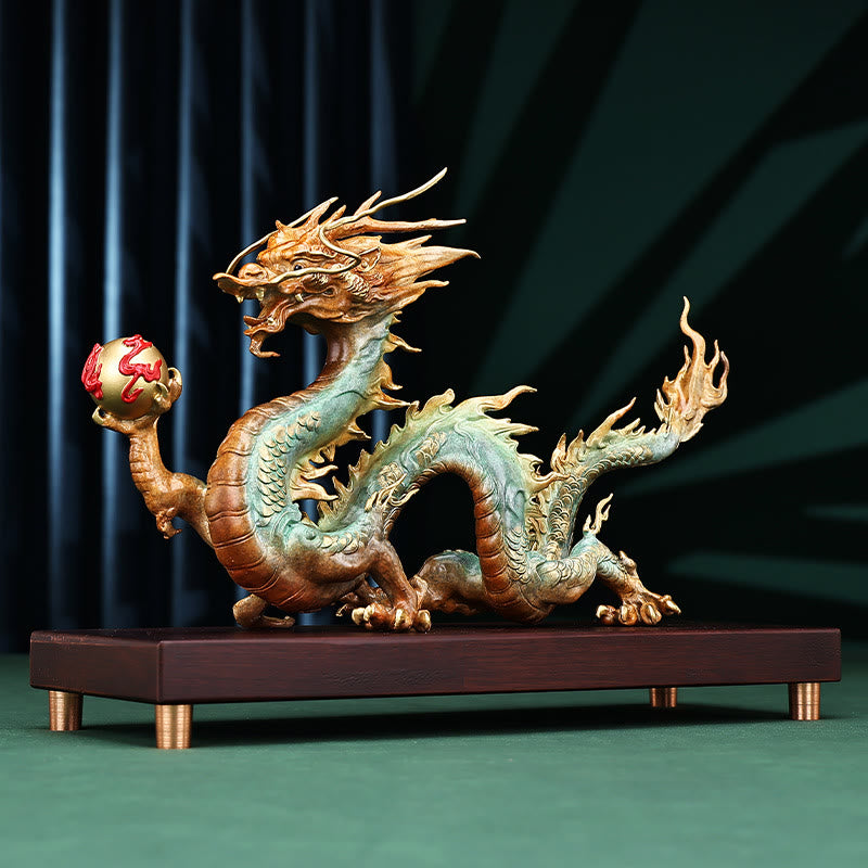 Buddha Stones Year Of The Dragon Auspicious Dragon Brass Copper Luck Success Office Decoration