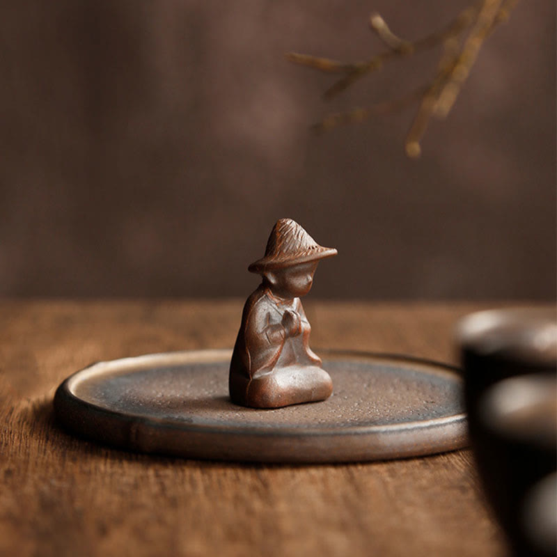 Buddha Stones Small Person Meditation Ceramic Spiritual Healing Incense Burner